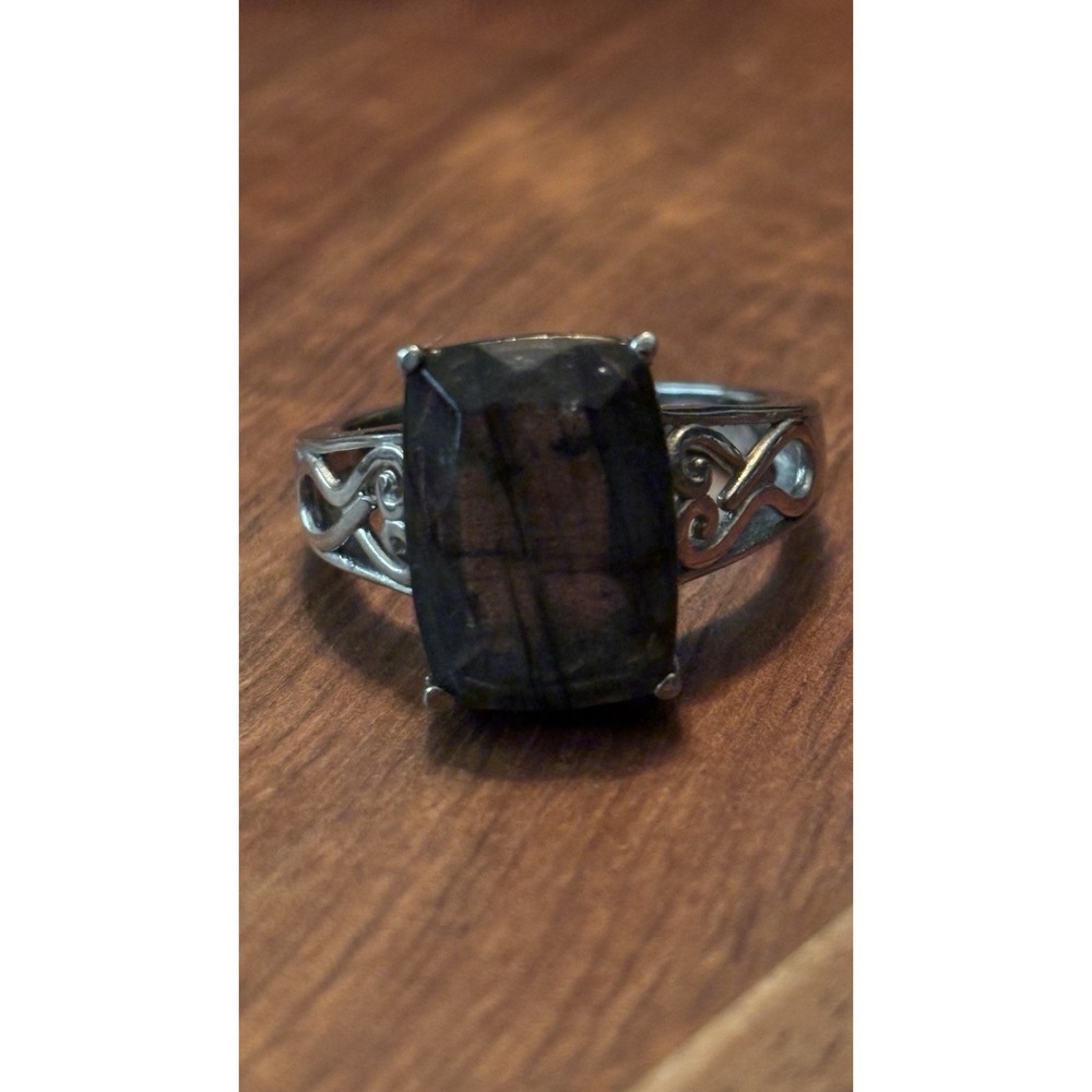 925 Sterling Silver Labradorite Ring Size 7.25